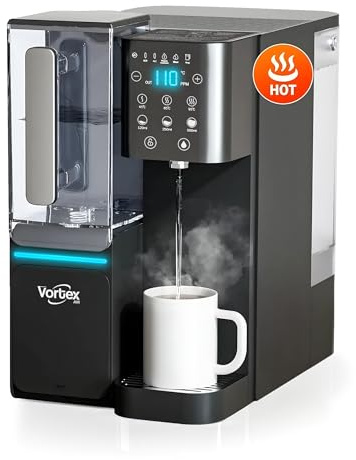 Vortex Air - H2 Oasis Reverse Osmosis Water Filtration System, Countertop RO Instant Hot & Cold Water Dispenser, Water Purifier Machine, Mineral Infusion, Alkaline RO System (Black)
