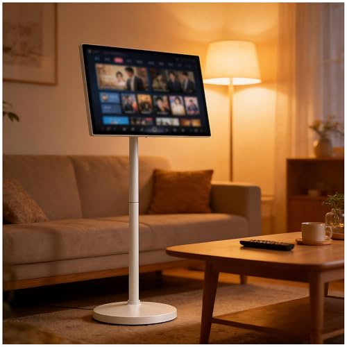 UPLTOE Smart Portable TV on Wheels, 23.8/32 1080P Display, 8+128GB, Android OS, with Remote, 360° Rotation, Dual Speakers, Streaming, Gaming, Video Conferencing 32