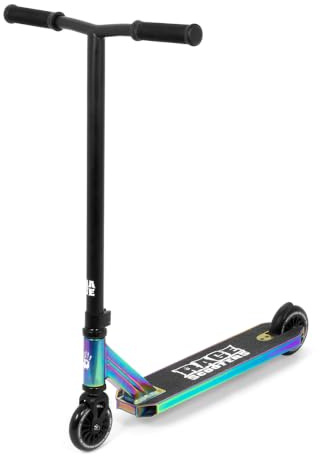 Rage One 110mm Neochrome | Complete Kick Trick Stunt Scooter for Beginners and Intermediate Age 8+ | 110mm Wheels with ABEC 9 Chrome Bearings and Threadless Headset