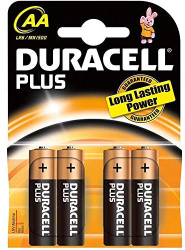 DURACELL Batterie Alkaline, Mignon, AA, LR06, 1.5V Plus Power, Retail Blister (4-Pack)