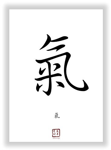 Druck-Geschenk LEBENSENEGIE CHI chinesisches japanisches Kanji Kalligraphie Schriftzeichen China Japan Zeichen Poster asiatische Schrift Zeichen Dekoration Deko Bild