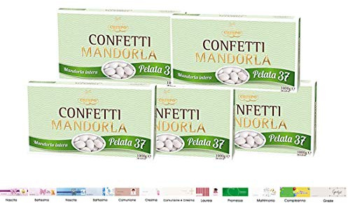 CONFETTI CRISPO BIANCHI ALLA MANDORLA GRAN LUSSO PELATA 5 KG + 100 BIGLIETTINI