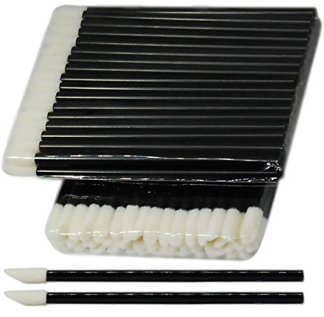 Lot de 50 bâtonnets de nettoyage pour extensions de cils Bâtonnets non pelucheux en microfibre Convient pour le microblading et comme pinceau à lèvres Noir