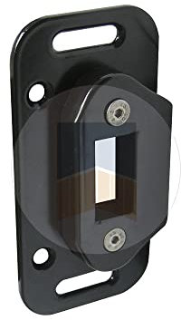 Gâche et contreplaque en Inox pour serrure à encastrer avec butée intégrée. - Blanc Ral 9010