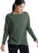 CRZ YOGA Damen Pima Baumwolle Sport Langarmshirt Fitness Yoga Langarm Leichte Shirt Longsleeve Lässig Oberteile Olivgrün 44