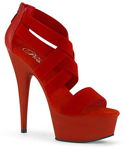 Pleaser DELIGHT-669 Red Elastic Band-Faux Leather/Red Matte UK 4 (EU 37)