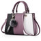 NICOLE & DORIS 2025 Neue Frauen Tasche Damen Leder Handtasche Mode Umhängetasche Mit Pompon abnehmbarem Schultergurt Handtasche Lila