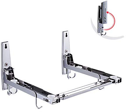 ZYFA Foldable Microwave Oven Bracket, Wall-mounted Adjustable Kitchen Brackets, stainless steel,With Screws and hook