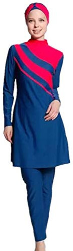 TianMai Neue Muslimische Bademode Muslim Islamischen Bescheidene Full Cover Badebekleidung Modest Swimwear Beachwear Burkini für Frauen (Blau 2, Int'l L (EU-Größe 38-40))