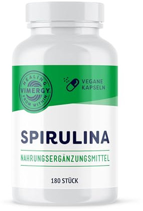 Vimergy Spirulina Capsules, 30 serv. – Easy to Digest – Powerful superfood – Vegan Supplement – Formulated Without Anti-Caking Agents, fillers, or Added Color– Non-GMO & Gluten-Free (180 caps)