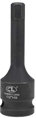 sourcing map 1/2 Empreinte x H9 9mm Douille Impact Hexagonal Pointe Métrique 3 Longueur Cr-Mo Acier