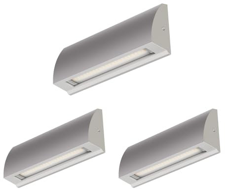 ledscom.de 3 Stück LED Wandleuchte/Treppenlicht SEGIN für außen, IP54, flach, Downlight, grau matt, eckig, 6,2 W, 566lm, warmweiß
