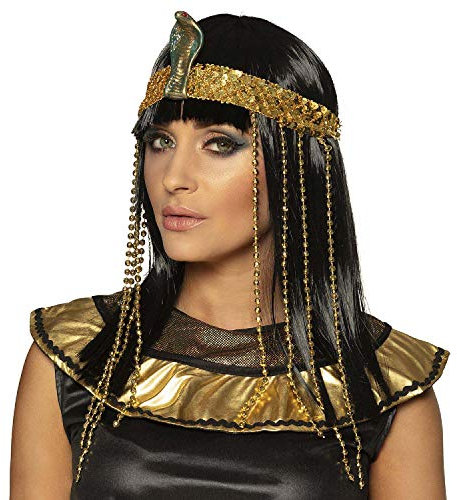 Boland 85057 - Perücke Ägyptische Königin mit Stirnband, Kunsthaar, lange Haare, Frisur, Krone, Cleopatra, Ägypten, Accessoire, Kostüm, Karneval, Mottoparty