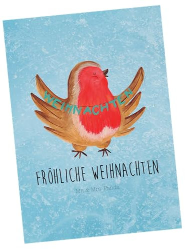 Mr. & Mrs. Panda Postkarte Rotkehlchen Weihnachten - Geschenk, xmas, Einladung Geburtstag, Frohe Weihnachten, Nikolaus, Geschenkkarte, Advent,