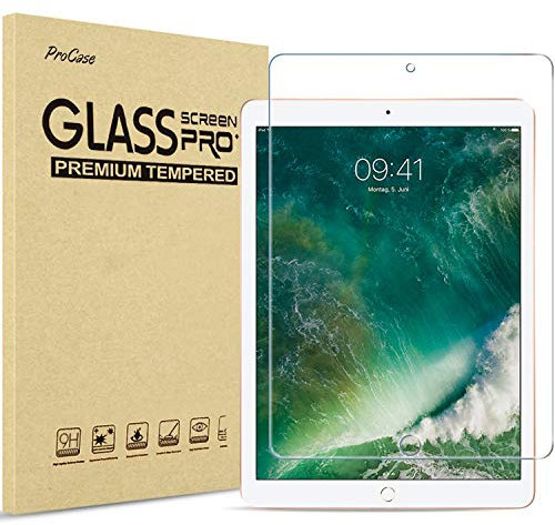 Procase Protector Mate para iPad Pro 12.9 2017 2015 Viejo Modelo A1670 A1671 A1821 A1584 A1652, Screen Protector Vidrio Templado Mate para iPad Pro 12.9 Inch 2017 2015 Segunda y Primera Generación