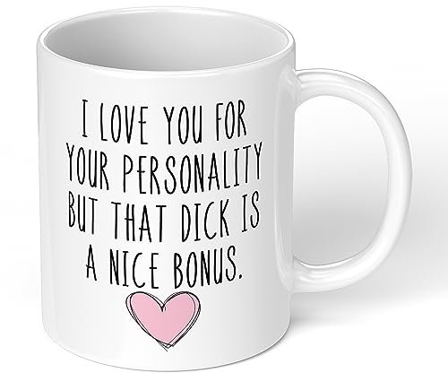 Print Maniacs Personalised Valentines Day Mug Funny Humor Novelty His Her Love Romantic Girlfriend Boyfriend Anniversary Husband Wife Coffee Tea Cup Gift D**k Bonus