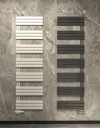 MC Heat Badheizkörper 400 x 1400 mm - Handtuchwärmer Weiß - Mit versetztem Mittelanschluss - Eleganter Paneelheizkörper - Beidseitig montierbar