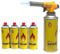 Blow Torch Head Butane Weed Burner Auto Ignition Welding Gas Flamethrower for Cooking, Catering Culinary, Blower Crafts, Camping BBQ & Fire Starter (Torch Head+4 Canisters)