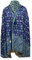 tibet Winterschal / Schal aus reiner Yakwolle, Vintage-Stil, mit Blätteraufdruck, weich, warm, handgefertigt, Blau / Minzgrün, L