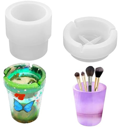 DIYBravo Epoxidharz Silikonform Auto Aschenbecher Dose Stifthalter mit Deckel Resin Formen Gießform für Harzdekoration in Häusern und Büros Ornamente Resin Mold