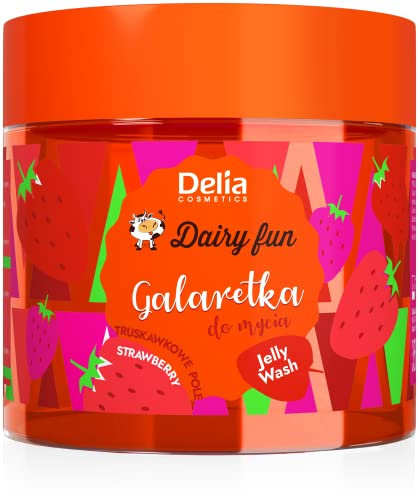 Delia Cosmetics - Dairy Fun - Erdbeer-Gelee für Körperwäsche - Reinigt und erfrischt - Duftende und glatte Haut - Intensiver süßer Erdbeerduft - Natürliche Extrakte - 350g…