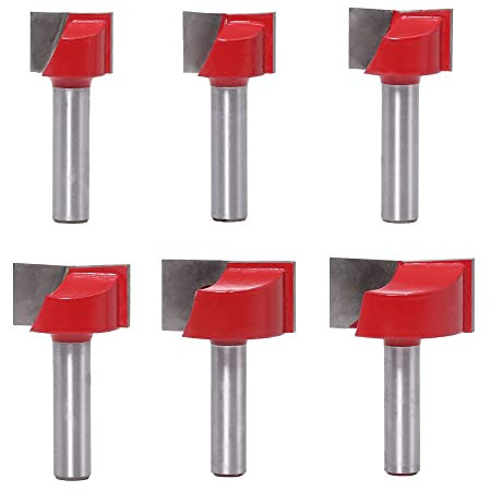 Bestgle 6 Pcs 8 mm Vástago Herramienta para Trabajar la Madera Fresa de Corte, 18/20/22/25/30/ 32 mm Punta de Carburo de Limpieza Inferior Bit Router, Brocas para Fresadora de Punta de Fresado