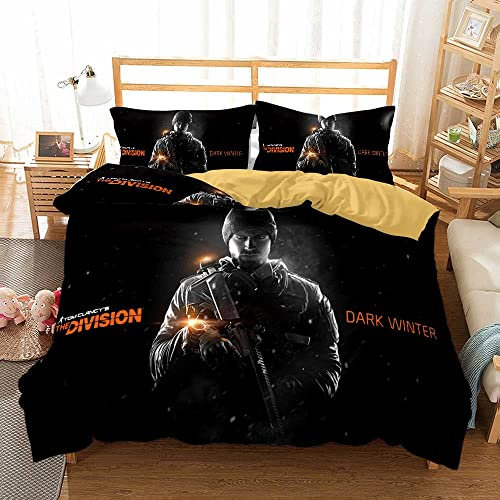 Ste-X Bettwäsche-Set, 135 X 200 cm, Mehrere Größen, Tom Clancy's The Division, Bettbezug, 52% Baumwolle, Weicher, Bequemer Bettbezug + 2 Kissenbezüge, 80 X 80 cm (135x200cm,Stil 03)