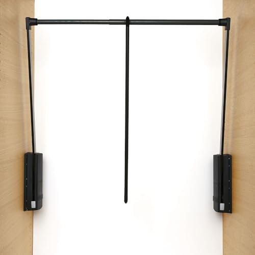 Servetto Junior Kleiderlift für Schrank 440-610mm Kleiderstange ausklappbar und stufenlos verstellbar TK 10kg, schwarz