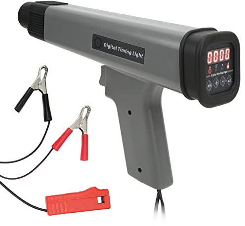Lampe Stroboscopique,Fydun Universelle Gris 12V Portable Numérique Affichage LED Inductive Strobe Timing Light Lampe Stroboscopique Allumage pour Voiture, Moto, Marine