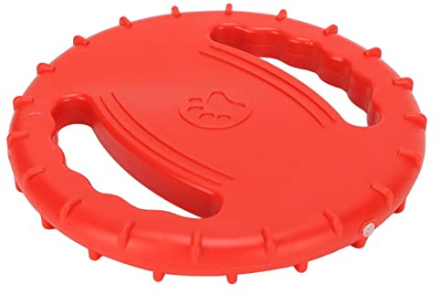 Disco Volador para Perros, Juguete de Caucho Natural Chirriante, Diseño Hueco de 2 Lados, para Entrenamiento y Alivio del Estrés, Rojo
