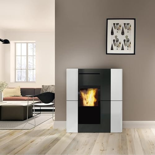 Edilkamin wasserführender Pelletofen Blade2 H22 Up Keramik weiß | 22,8 kW