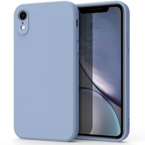 Oumida Coque pour iPhone XR, Silicone Liquide Ultra Fine, Bleu-gris, Rugged, Anti-usure