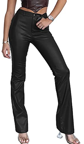 Onsoyours Pantalon Femmes Skinny Fit Jegging Pantalon Femmes en Simili-Cuir Effet Push Up Stretch Legging Simili Cuir avec Poches Skinny Stretch Slim Pantalon 09 Noir XL