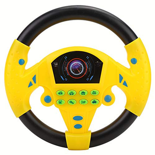 KENANLAN Lenkrad Spielzeug,Lenkrad Kopilot Spielzeug mit Musik,360° Rotation Simuliertes Fahrregler Intelligentes Kinderspielzeug, Pädagogisches Spielzeug Baby Kind Kinder(Gelb)