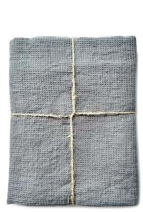 JOWOLLINA Feines Waffelpique Badetuch Saunatuch Leinen Stonewashed (Grey, 70x140 cm)