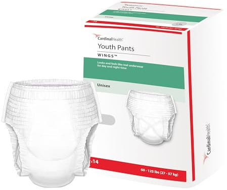 Curity Youth Pants, Unisex-Youth, 14 Count, Heavy Absorbency, Pull-On, Cloth-Like Topsheet, Disposable, Size Large, 51-70 lbs