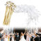 Lemotoy Ruban Mariage 30Pcs Baguettees De Mariage Fée Bâton, Magiques en Soie avec Clochettes pour Anniversaire, Fête Serpentins Ruban Bouquet -Blanc
