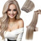 LaaVoo Tressen Extensions Echthaar Blond Highlight Haartressen Echthaar Zum Einnähen Glatt Sew in Weft Hair Extensions Echthaar Aschblond Hervorheben Mit Gebleichtes Blond 100Gramm #P18/613 45cm