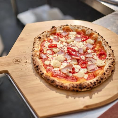 Harbour Lifestyle Wooden Pizza Peel 16 inch, Lightweight Bamboo Pizza Paddle and Pizza Board for Baking Homemade Pizza and Bread, Wooden Pizza Board, Pizza Oven Accessories