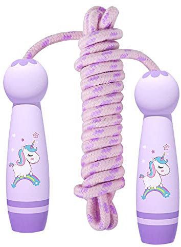 Corde à Sauter Enfants Avec Poignée En Bois Cartoon, Licorne Speed Rope, Corde En Coton Réglable Pour Garçons Et Filles, Entraînement Sportif