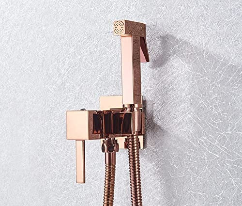 Matte Black Bidet Shower Faucet Solid Brass Bidet Faucet Hot Cold Water Mixer Tap Toilet Faucets,A01,Rose Gold