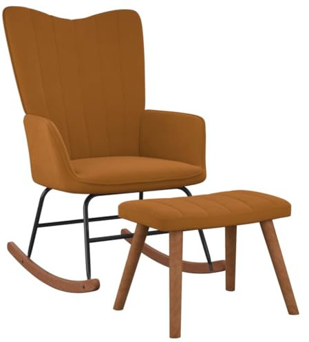vidaXL Schaukelstuhl mit Hocker Samt Braun