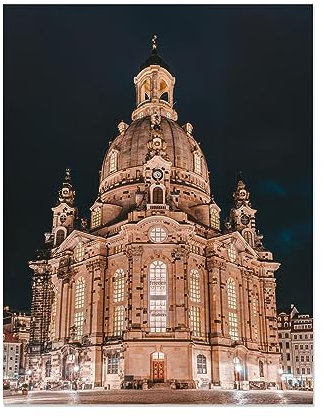 Panorama Stadt Dresden Landschaftsbild auf Leinwand Kunstdruck modern Bild auf Leinwand Wandbilder Wohnzimmer Wanddekoration 50x70cm(20x28in) Rahmenlos