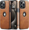 Sibada Leder Hülle für iPhone 15 Pro Handyhüllen Logo Sichtbar Premium Leder Klassisch Luxus Elegant Dünn iPhone 15pro Cover (2023) 6.1 - Braun