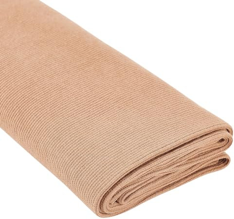 NBEADS Rippstrickstoff, Gestrickter Rippen-Stretchband-Baumwollstoff Baumwollstretch-Kintted-Rippenstoff Für Taillenbänder Manschetten Saum Kragen Nähen Kleidungszubehör, Kamel, 100×66cm