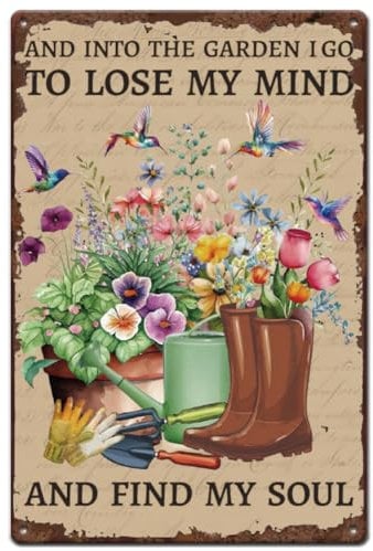 SUPERDANT Cartel Retro Carteles de Jardín Carteles Vintage Flores Y Pájaros Vintage Hierro Cartel Botas Vintage Aluminio Cartel Hogar Jardín Granja Salón Decoración Pared Placa Flores Jardín Pared