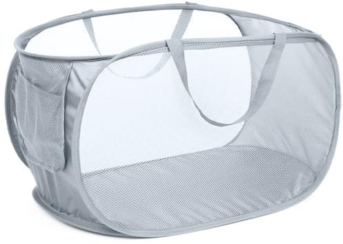 Laundry Hamper Mesh Collapsible Laundry Basket, Portable Folding Laundry Basket, Pop-Up Laundry Hampers Washing Basket Bag for Bedroom Bathroom Dorm Room Toy Dirty Clothes Storage Basket (75L)