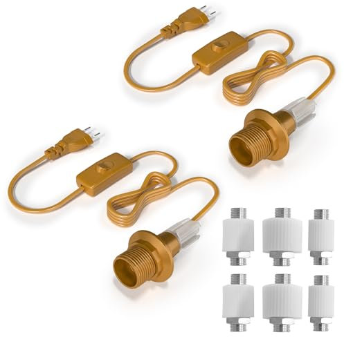 BrightArk Portalampada per bottiglia E27, con interruttore e spina Adattatore per bottiglia E27, Kit lampada bottiglia per bottiglia per lampada da tavolo per bottiglia di vino DIY 2 pezzi