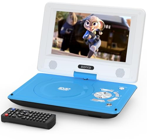 SQQBZZ Lecteur DVD portable de 11,5 pour enfants et voiture, écran HD pivotant de 9,5 avec batterie intégrée de 4 à 6 heures, prend en charge l'écran de synchronisation avec la TV, prend en charge