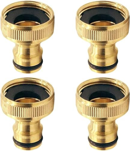 Tesmotor 3/4 Zoll Innengewinde Messing-4 Stück Messing Schlauchanschluss, 3/4 Zoll Gartenschlauch Schnellkupplung Adapter